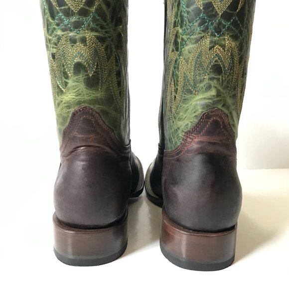 NEW Planet Cowboy Dig It Boots Mens 10.5 EE Brown Green Leather Square Toe NWOB - Picture 10 of 15